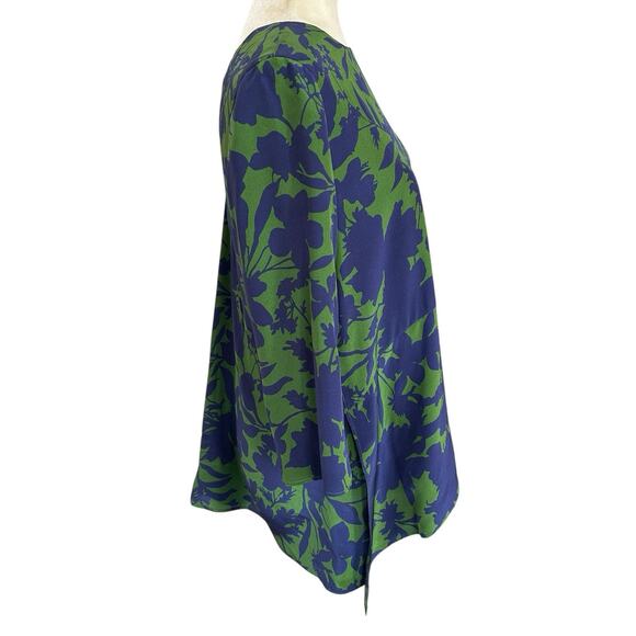 Max Mara Silk Tunic Top Womens Size 4 Blue Green Floral Designer Luxury Timeless - Picture 10 of 13